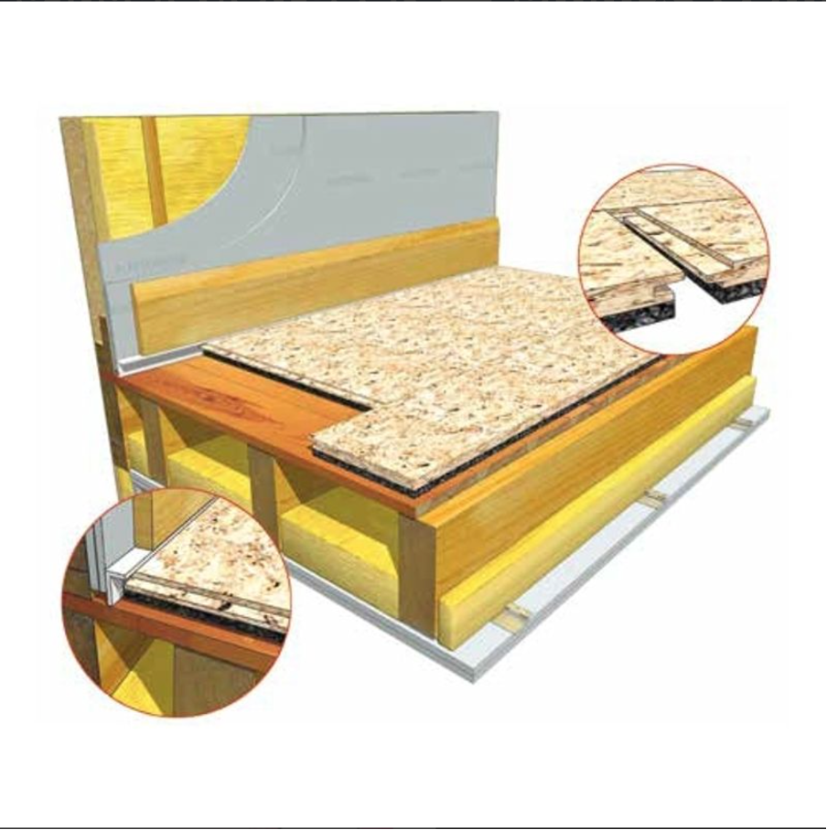 JCW Acoustic Deck insulation board between two floors of a building