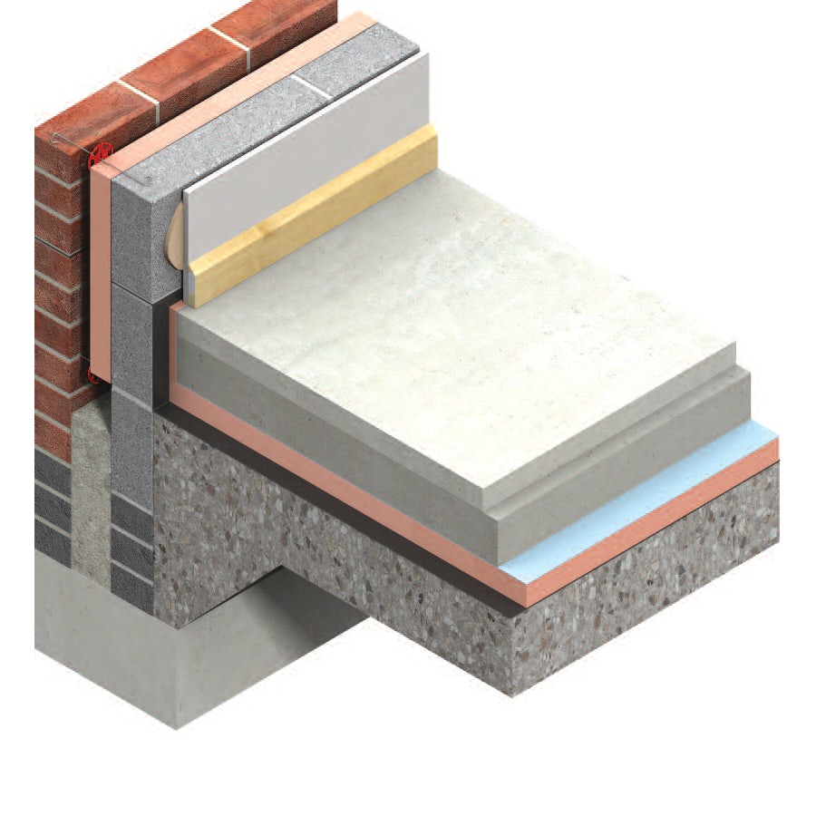 Layered image of insulation applied in a floor