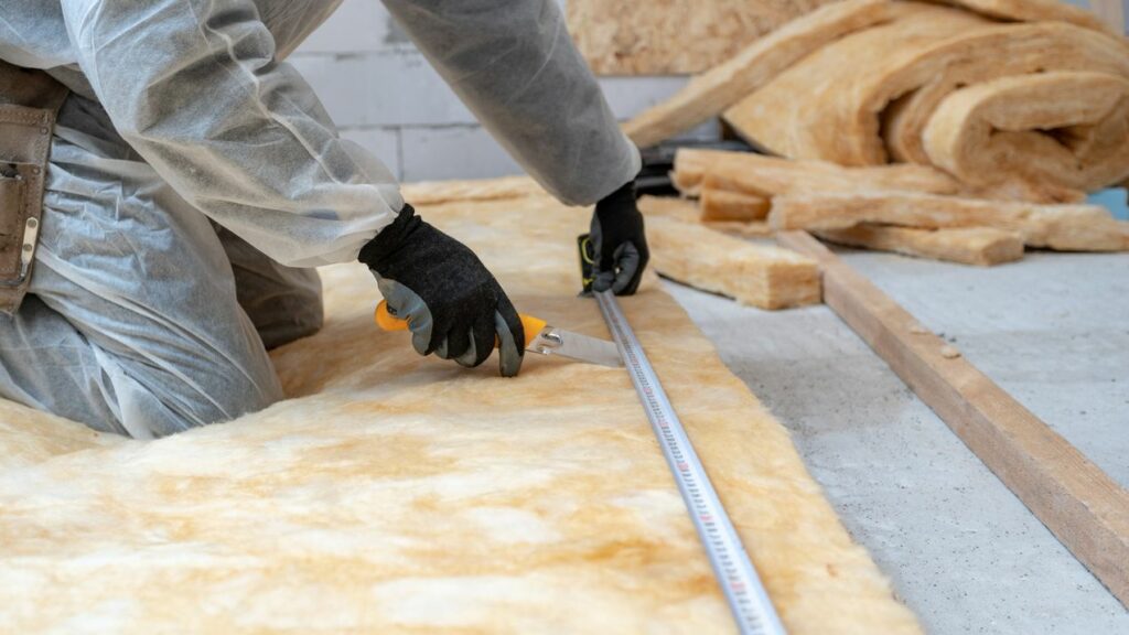 Measuring loft roll insulation with a tape measure
