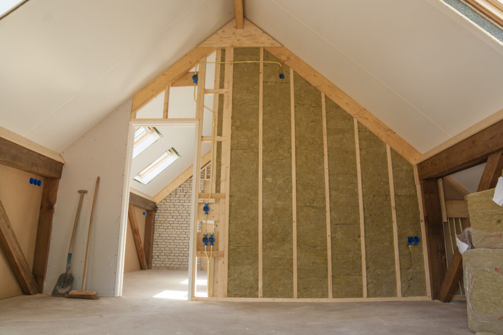 A loft in the process of being insulated.