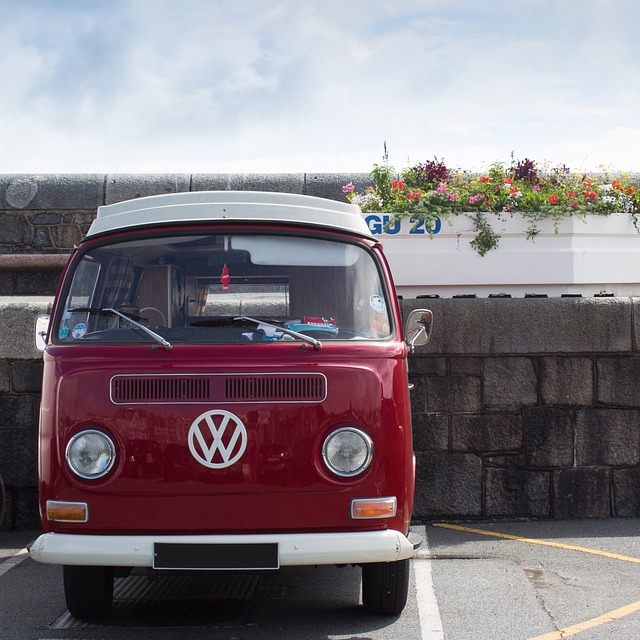 Parked campervan