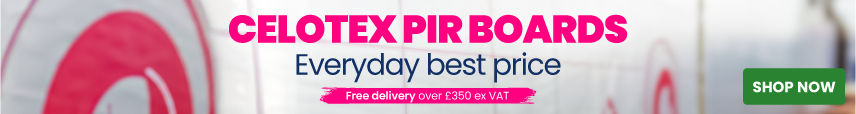 Free delivery on Celotex PIR board over £350 ex VAT
